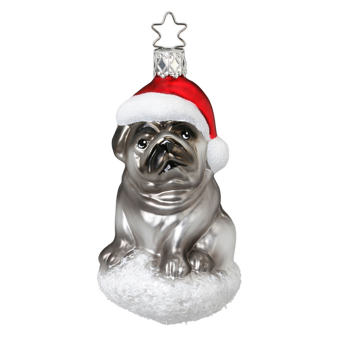 European Ware Haus Gingerbread World Glass Christmas Ornament – Inge-Glas Pug Pooch