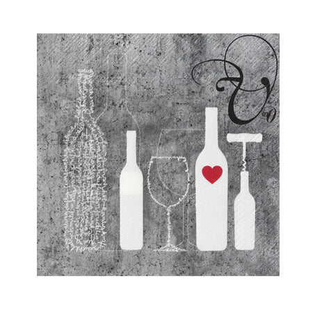 European Ware Haus Raeder Canada - Raeder Paper Napkins - Wine bottles and glasses on charcoal background 10407