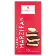 Niederegger Lübeck Marzipan Bar in Dark Chocolate made with authentic Lübeck marzipan and imported from Germany.
