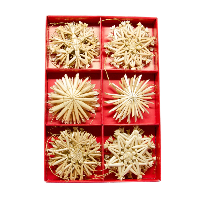 Gingerbread World Christian Straw Stars Set of 27 in gift box