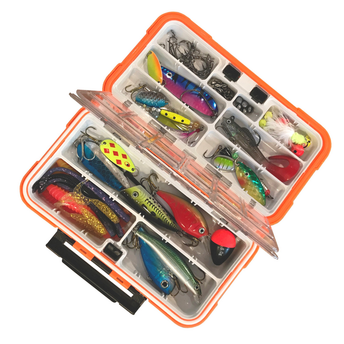 Gingerbread World Christmas Market - Fresh Water Fishing Advent Calendar Tackle Box - Lures Hooks Swivels Plastic Worms