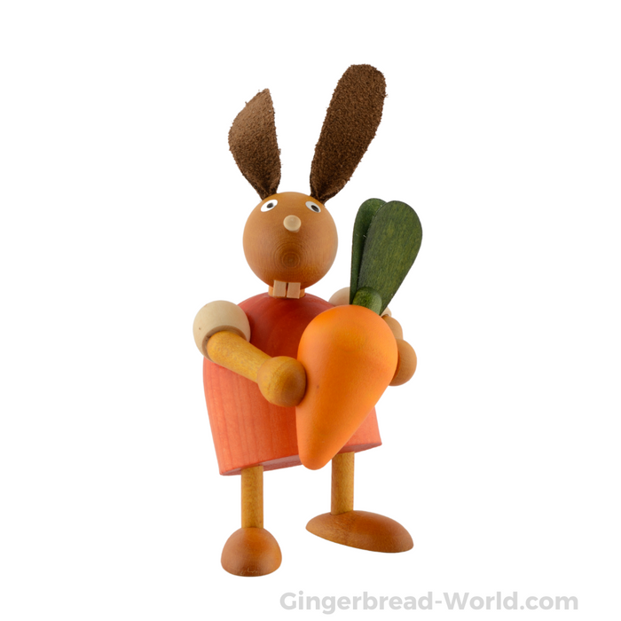 Gingerbread World Drechslerei Martin Wooden Easter Bunny Figure with Carrot