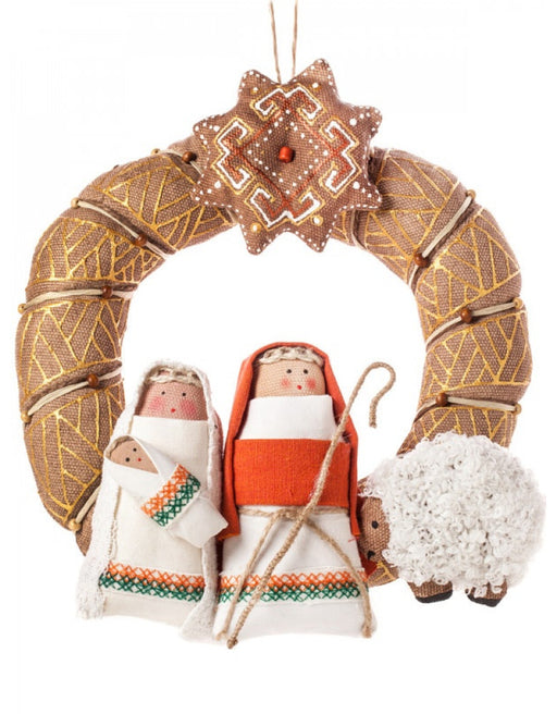 Gingerbread World European Christmas - Koza Dereza Ukraine Ornaments - Christmas Wreath with Nativity Scene 2001010004