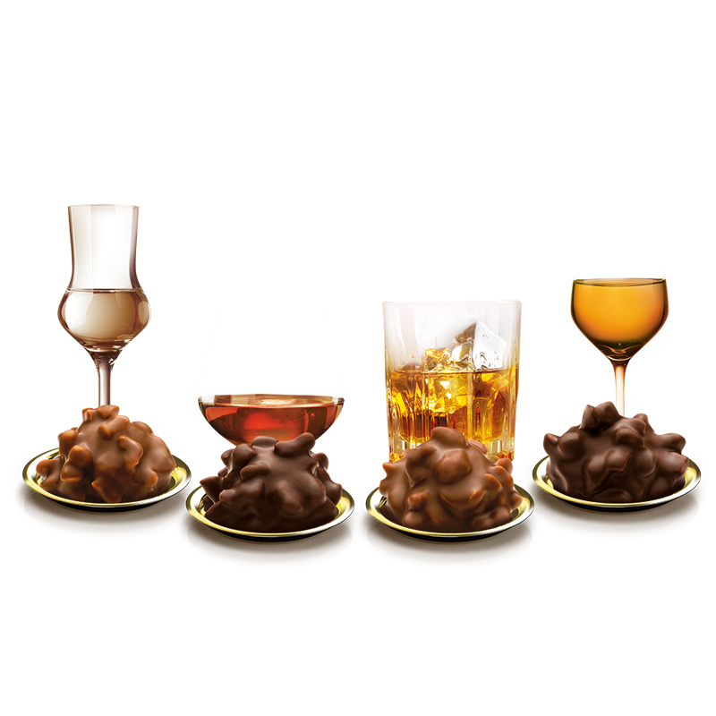 Trumpf Edle Tropfen Classic Brandies German liqueur chocolates with Cognac, Grappa, Calvados and Scotch Whisky fillings.