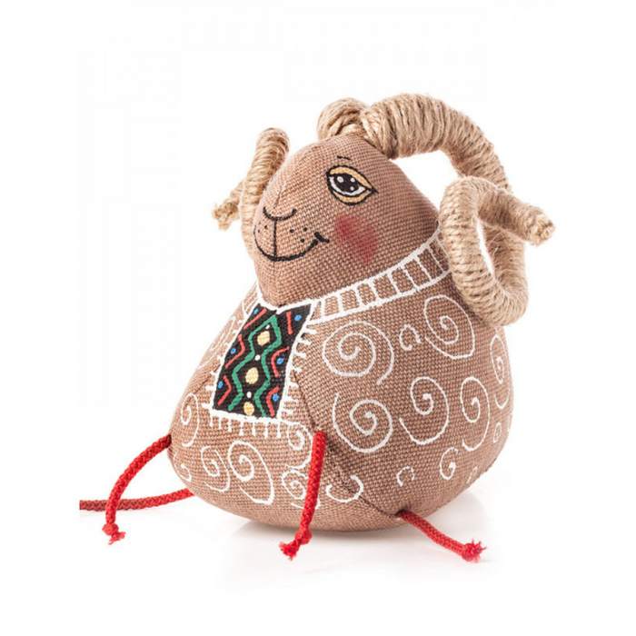 Gingerbread World European Folk Art - Koza Dereza Ukrainian Folk Art Ornament, Ram in Traditional Costume