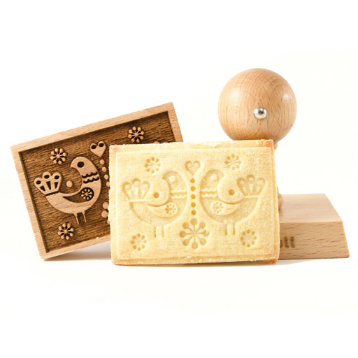 Gingerbread World European Market - Folkroll Engraved Rolling Pin Canada - Pigeon Motif rectangle Cookie Stamp