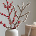 Gingerbread World European Market - Gry and Sif Felted Wool Branches with Berries - shown in vase - red and white