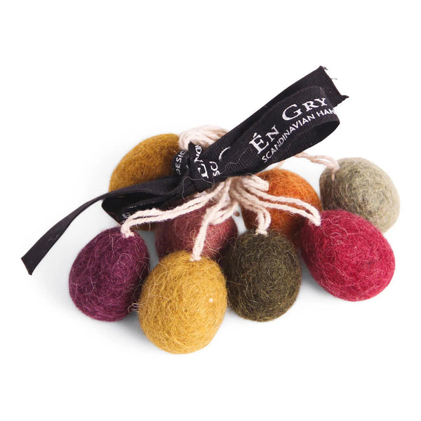 Gingerbread World European Market - Gry and Sif Felted Wool Ornaments - Mini Easter Eggs Dark Set of 8 - 10010