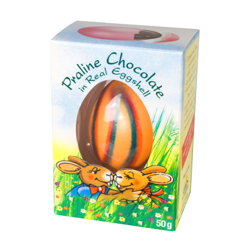 Gingerbread World European Market - Gut Springenheide Striped Easter Eggs - Hazelnut Chocolate Pralines inside Real Egg Shells