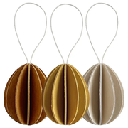 Gingerbread World European Market - Lovi Finland Hanging Easter Egg Ornaments - large golden set of 3