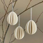 Gingerbread World European Market - Lovi Finland Hanging Easter Egg Ornaments - large natural wood set of 3