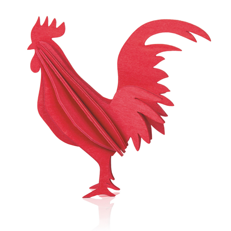 Gingerbread World European Market - Lovi Wooden Creations from the Forests of Finland - 3D wooden Rooster - Bright Red