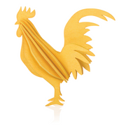 Gingerbread World European Market - Lovi Wooden Creations from the Forests of Finland - 3D wooden Rooster - Warm Yellow