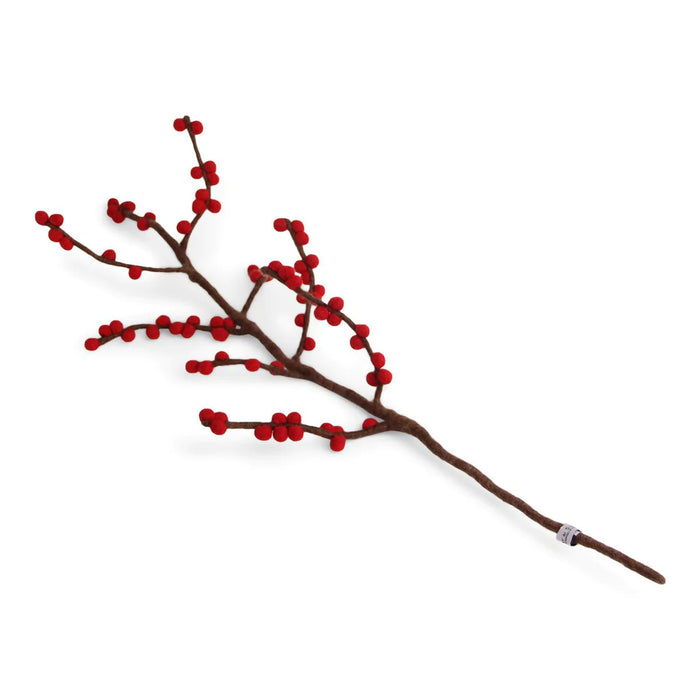 Gingerbread World European Market Gry and Sif Felted Wool Florals - Branch with Red Berries 60 cm 18021