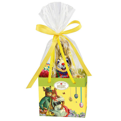Gingerbread World European Market Heidel Confiserie Easter nostalgia metal gift basket filled with german milk chocolate - small