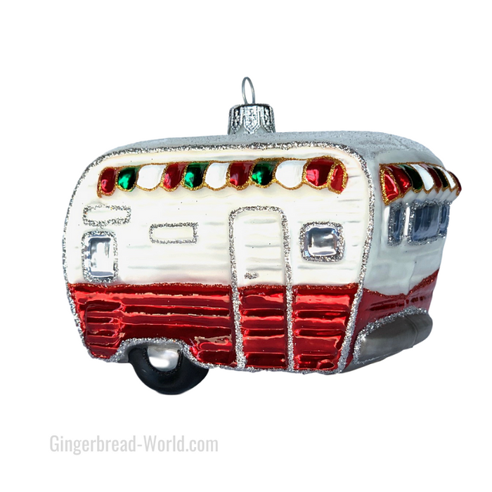 Gingerbread World European Ware Haus - Hanco Glass Ornament Camper Trailer H263401