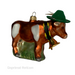 Gingerbread World European Ware Haus - Hanco Glass Ornament Cow with Bavarian Hat H284701