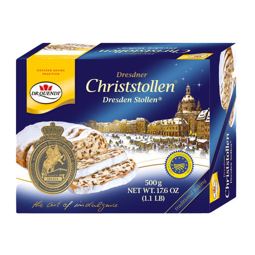 Gingerbread World German Christmas Market - Dr Quendt Dresdner Christstollen Dresden style Stollen Loaf - 500 g box