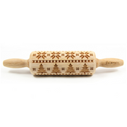 Gingerbread World German Christmas Market - Folkroll Engraved Rolling Pin - Scandinavian Christmas - Junior