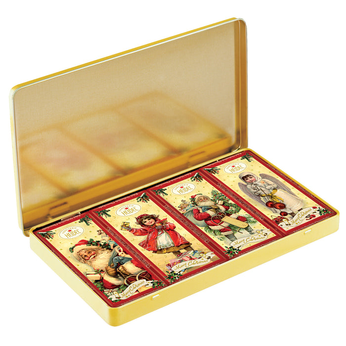 Gingerbread World German Christmas Market - Heidel Confiserie Nostalgic Gift Tin with 4 mini milk chocolate bars