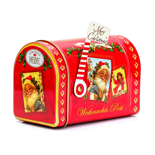 Gingerbread World German Christmas Market - Heidl German Chocolate in Decorative Metal Mailbox Tin