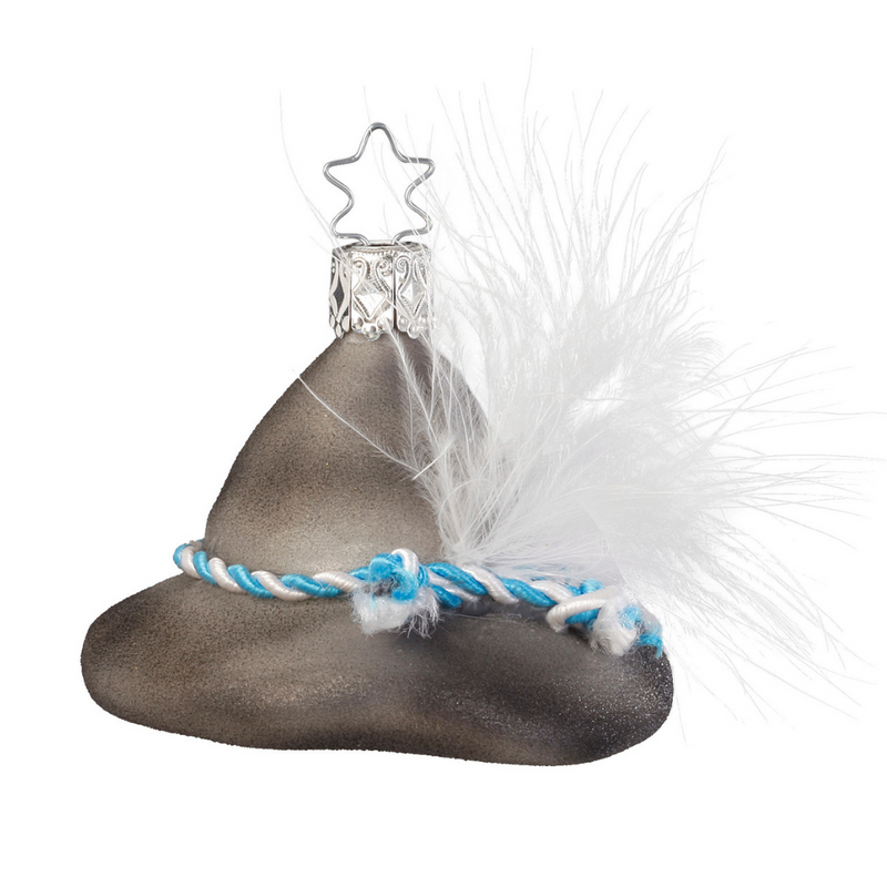 Gingerbread World German Christmas Market - Inge-Glas Blown Glass Ornament Trachtenhut Bavarian Hat