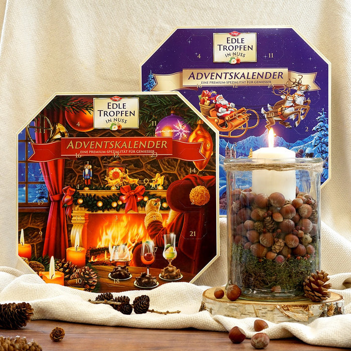 Gingerbread World Trumpf Edel Tropfen Advent Calendar with liqueur-filled Chocolates behind each door