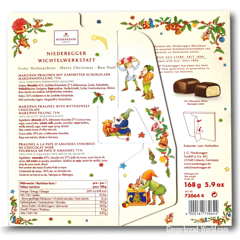 Niederegger Marzipan Mini Advent Calendar with 24 foil-wrapped marzipan mini loaves | Gingerbread World European Christmas