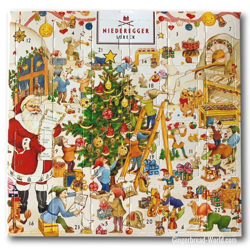 Niederegger Marzipan Mini Advent Calendar with 24 foil-wrapped marzipan mini loaves | Gingerbread World European Christmas
