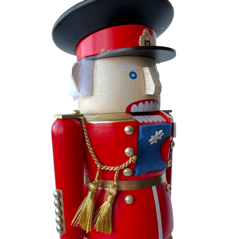 Handcrafted Richard Glässer German nutcracker depicting King Charles III, made in Seiffen, Germany.
