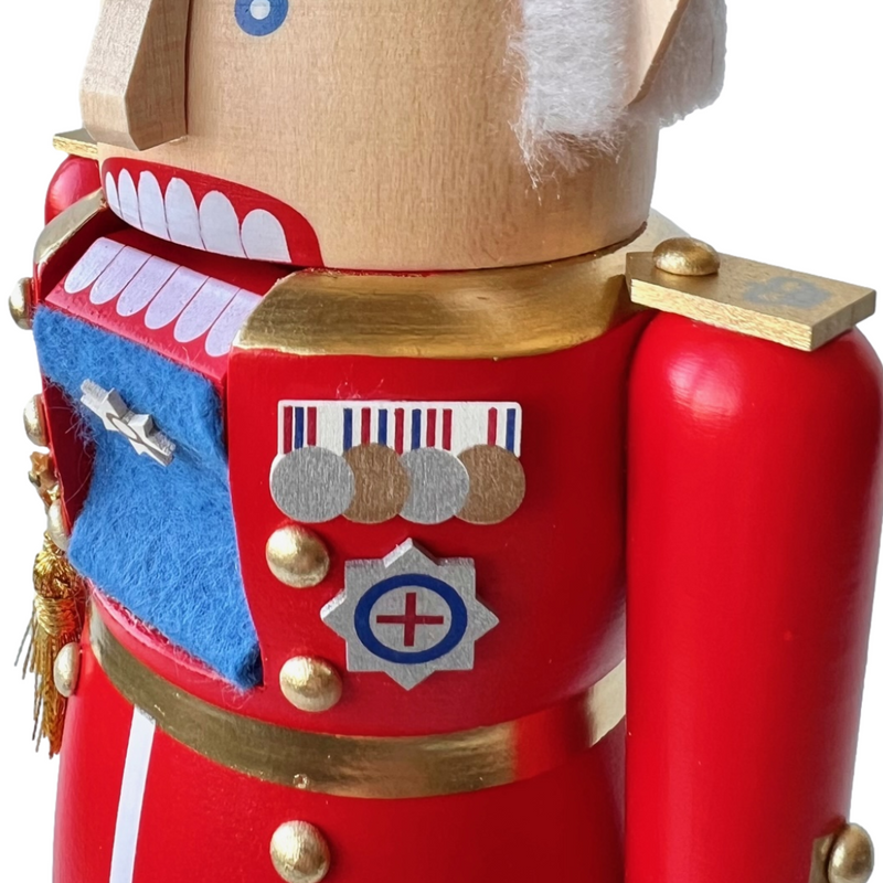 Handcrafted Richard Glässer German nutcracker depicting King Charles III, made in Seiffen, Germany.