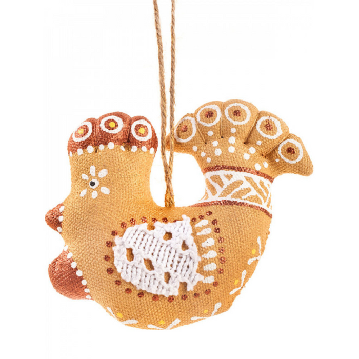 Gingerbread World Ukrainian Handmade Christmas Ornaments - Golden Collection Rooster