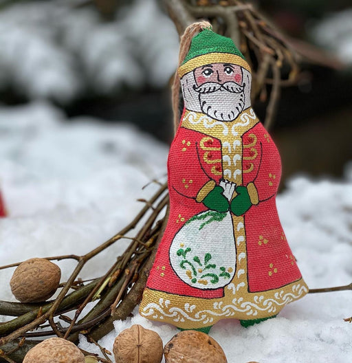 Gingerbread World Ukrainian Handmade Christmas Ornaments - Santa Textile