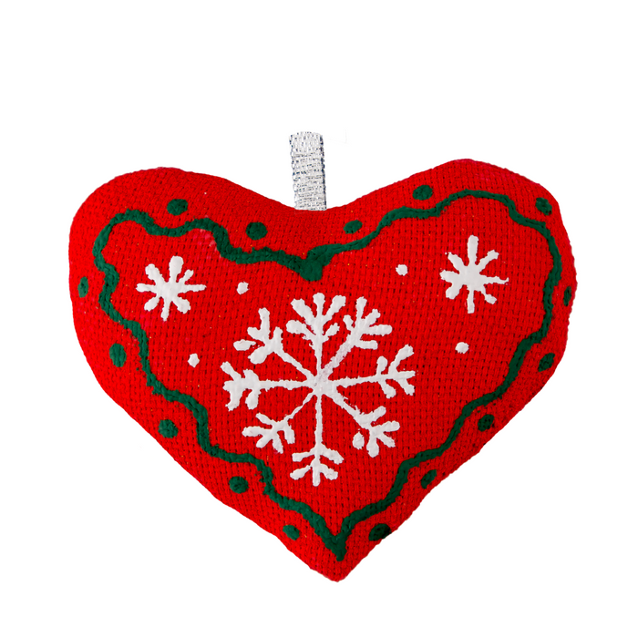 Gingerbread World Ukrainian Handmade Christmas Ornaments - Vanilla Scented Textile Ornament Heart