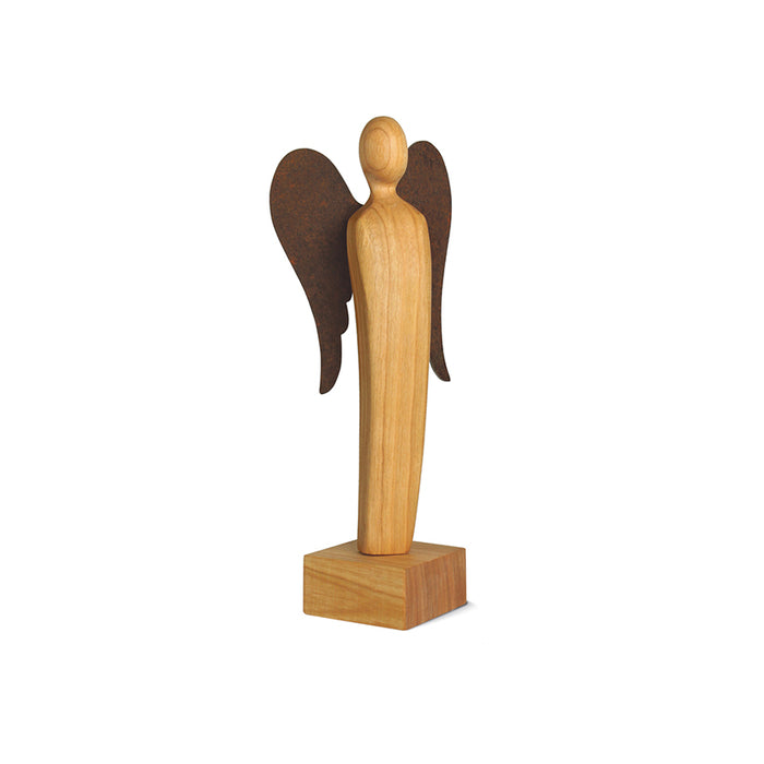 Waldfabrik Natural Wood Angel Figures with Metal Wings