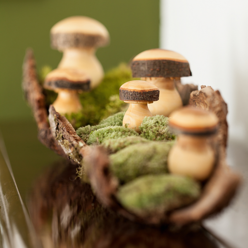 Gingerbread World Waldfabrik Turned Wood Mushroom Ornaments 5303