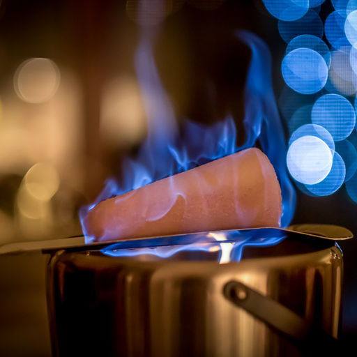 Gingerbread World - Feuerzangenbowle Pot with Flaming Sugar Cone on Tray - Shutterstock web