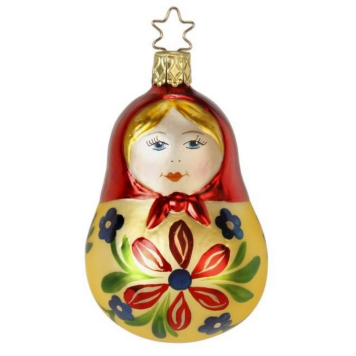 Inge-Glas Canada - Glass Christmas Ornaments - Matroshka Doll Ornament Red
