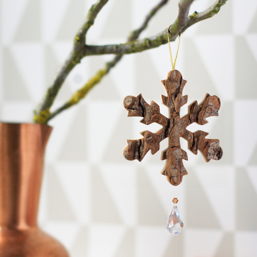 Waldfabrik Hanging Ornament - Snowflake with Crystal