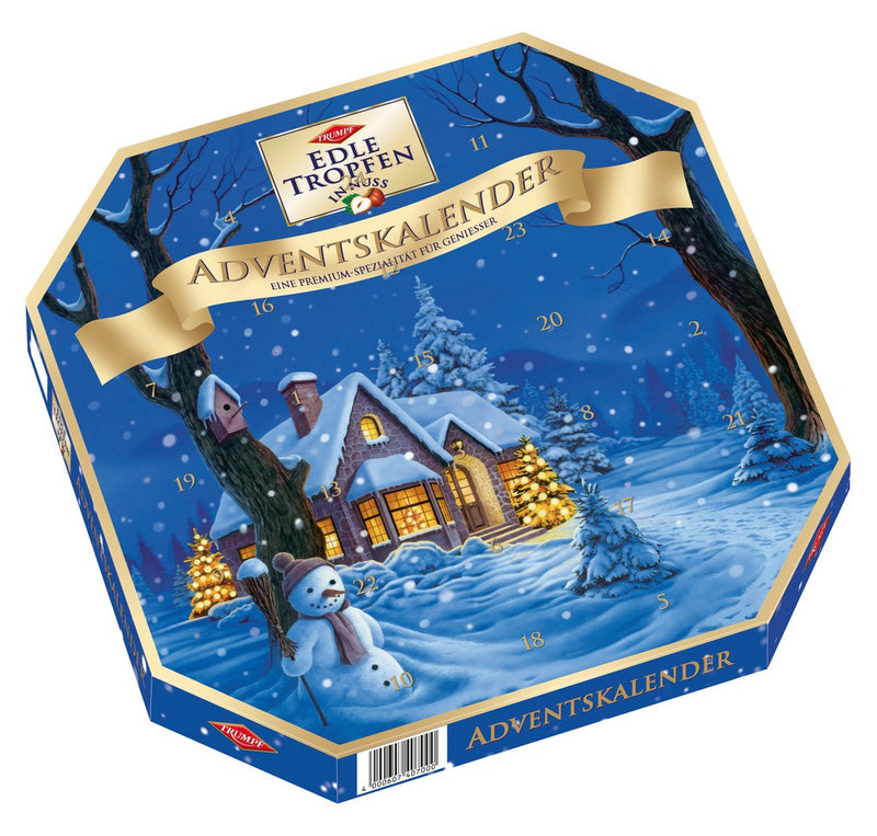 Trumpf Edle Tropfen Premium Liqueur Chocolate Advent Calendar with 24 German liqueur-filled chocolates in two holiday designs | Gingerbread World European Christmas