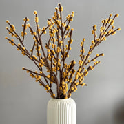 Gingerbread World European Market - Gry and Sif Felted Wool Berry Branch - Yellow Berries on Brown Branch 17921
