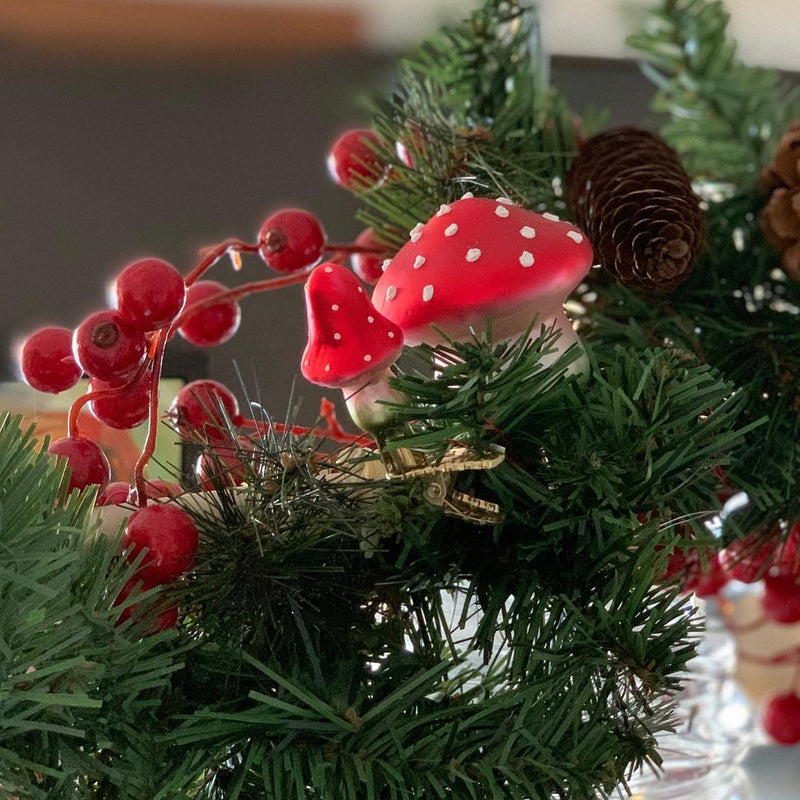 Inge-Glas Canada - Glass Christmas Ornaments - Lucky Charm Toadstool Clip On Ornament