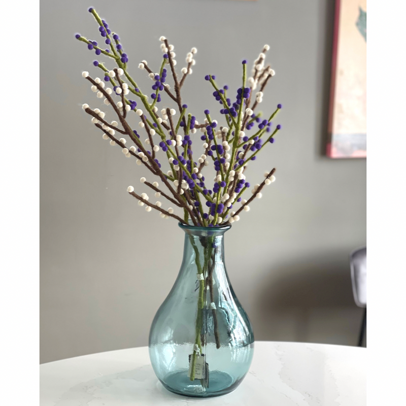 Gry & Sif Felted Wool Florals - Branch with Berries, Blue