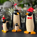 Gingerbread World Drechslerei Martins German Handcrafted Wood Penguin Figures - Small Standing with Santa Hat - 632-1