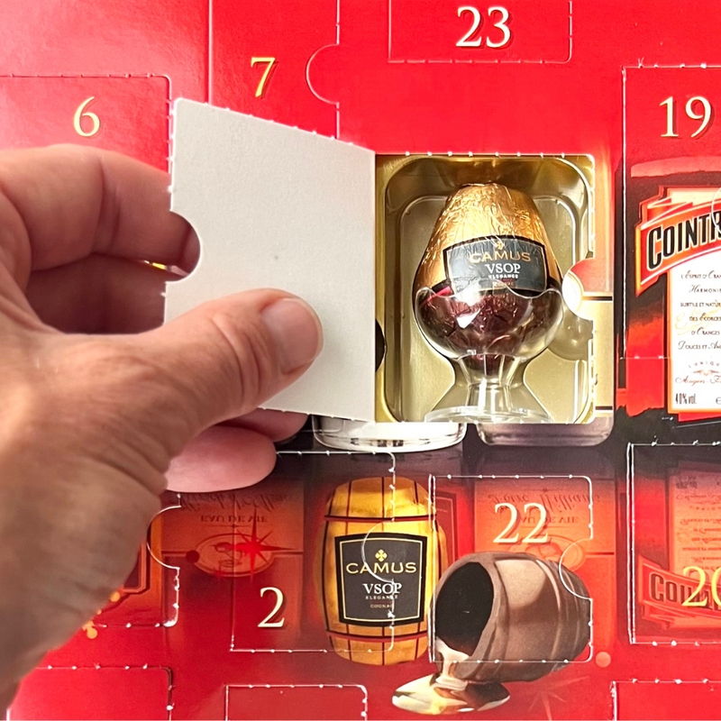 Abtey Royal Des Lys Liqueur Chocolate Advent Calendar from France with premium dark chocolates filled with classic liqueur flavours | Gingerbread World European Christmas
