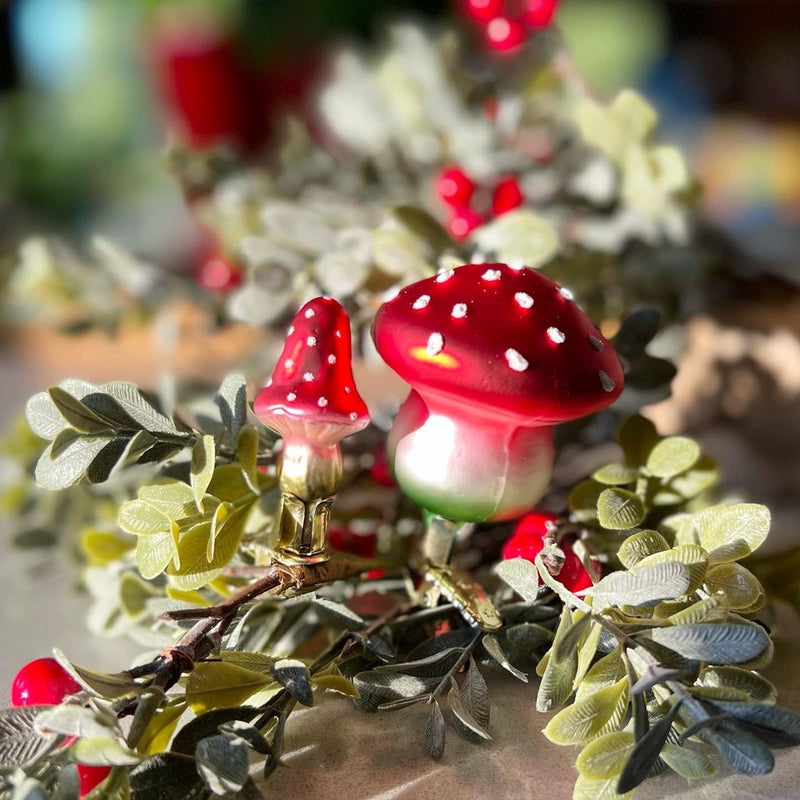European Ware Haus Gingerbread World Glass Christmas Ornament – Inge-Glas Mini Tall Hat Toadstool