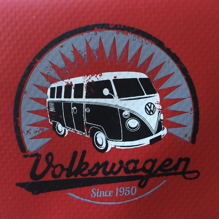 Vintage VW Bus on a bright red wallet made of tough Tarpaulin material